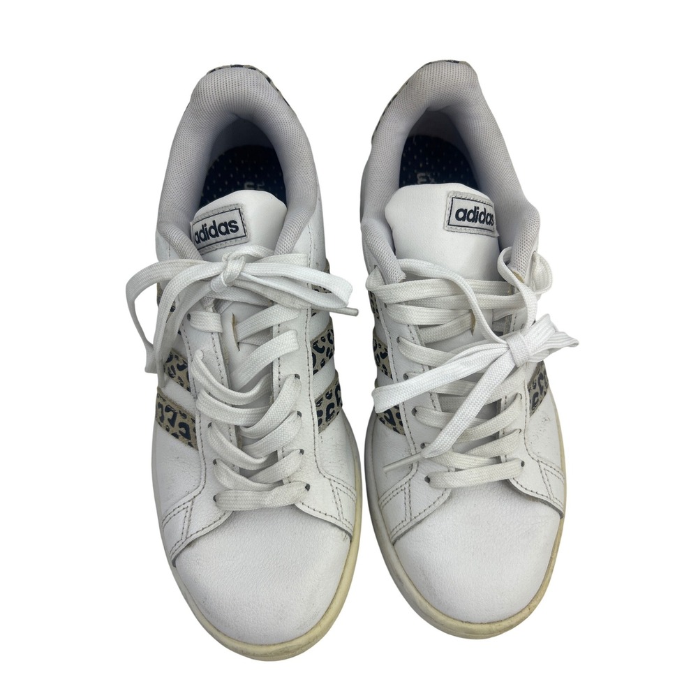 Adidas Grand Court Leopard Print White Sneakers FW9778 Womens 8.5 Low Top Shoes